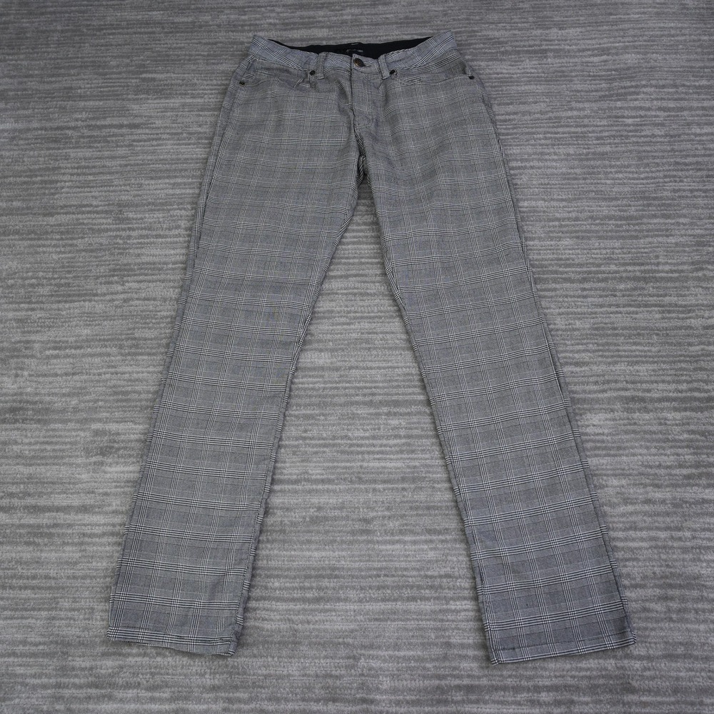 Fried Denim Glen Plaid Slim Fit Pants Black‎ White Check 38x32 (Fit 30x31.5)